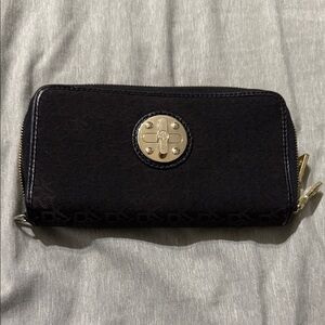 Dkny Black Zip-Around Wallet with Gold Turn-Lock